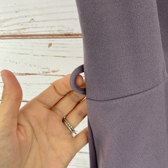 Windsor S Dusty Purple Ruched Faux Wrap Square Neck Mini Cocktail Dress - Picture 7 of 7